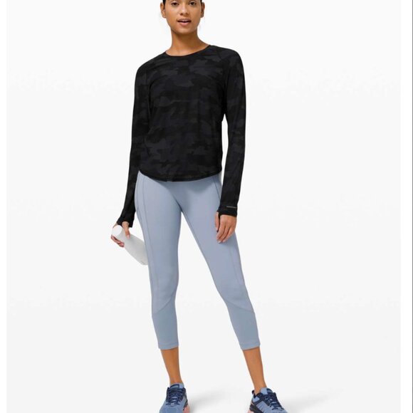 Lululemon Rise and Run Long Sleeve Heritage 365 Camo Deep Coal Multi Size 6 - Picture 4 of 8